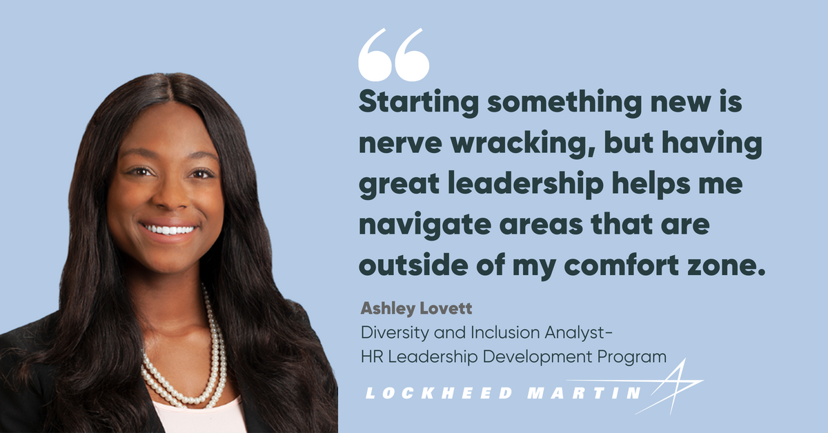 Blog post header with quote from Ashley Lovett, D&I Analyst at Lockheed Martin