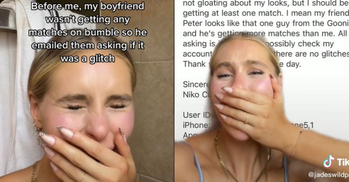Woman Loses It After Learning Her Boyfriend Once Emailed Dating App After Getting Zero Matches