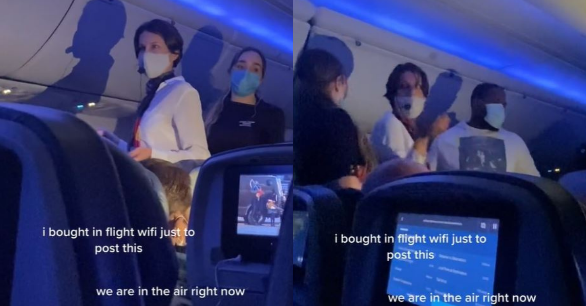 Woman Brings Her Own Portable Microphone Onto Flight To Deliver A Cringey Rant About COVID