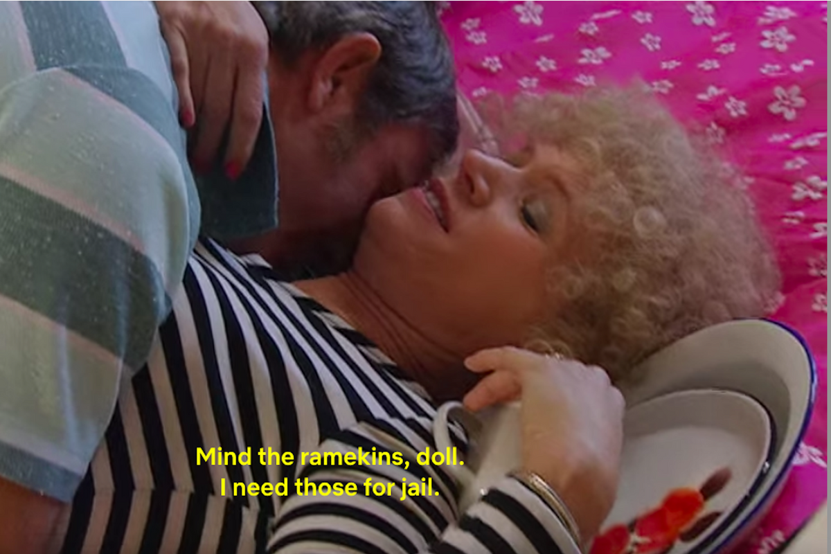 Kath from 'Kath and Kim' saying 'Mind the ramekins doll. I need those for jail.'