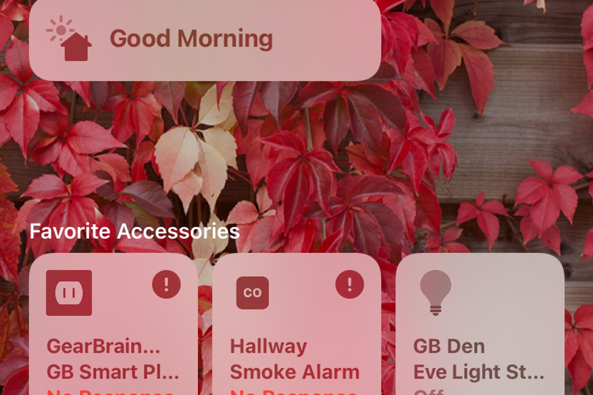 Apple HomeKit home page in app on an iPhone