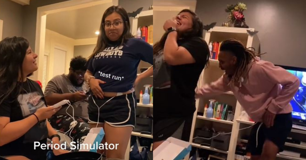 Women Try Period Cramp Simulator On Their Male Friends VIDEO Comic Sands