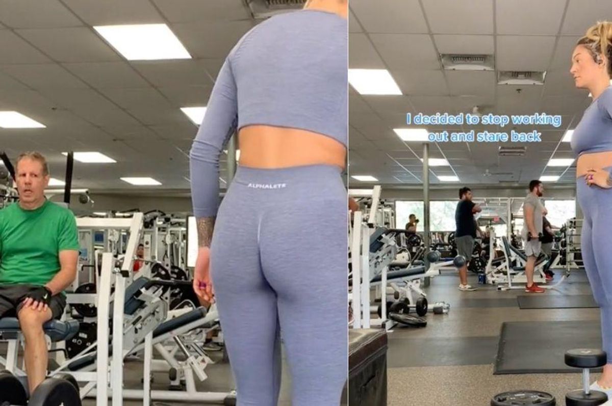 viral tiktok creepy man stares at workout, gym harassment, gym etiquette