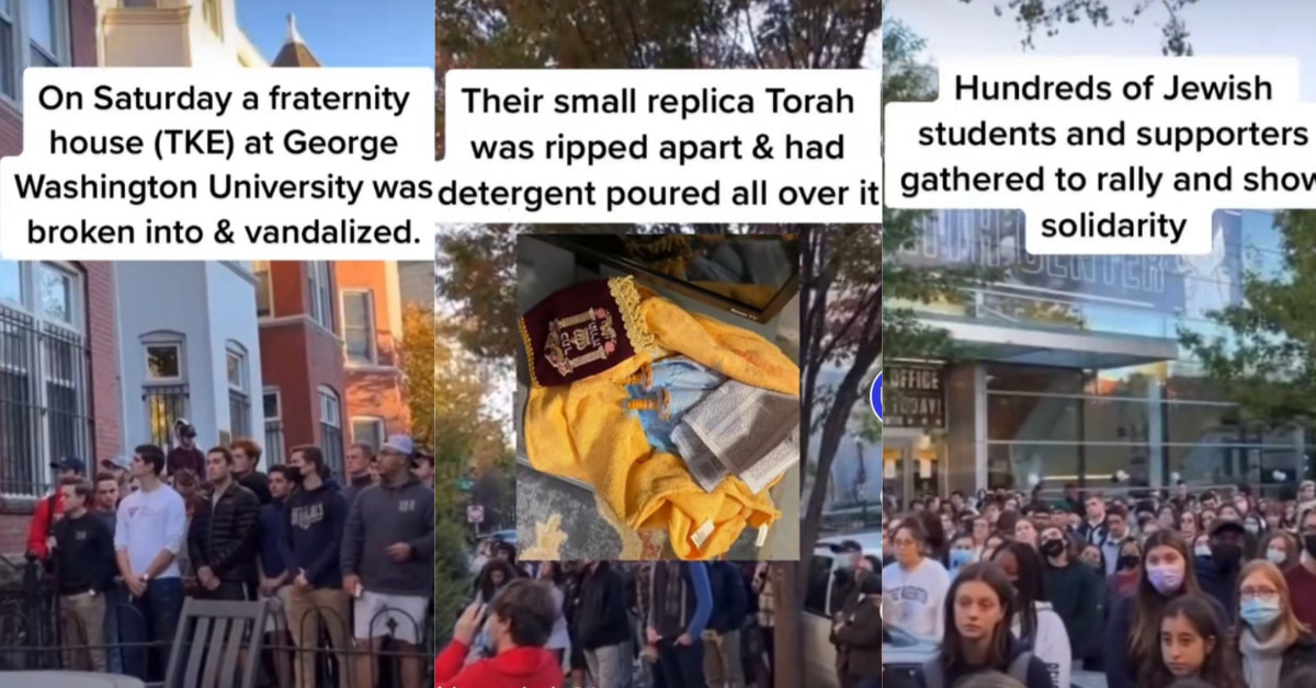 Outraged Students Take To The Streets After Fraternity's Copy Of The Torah Is Ripped Apart By Vandals