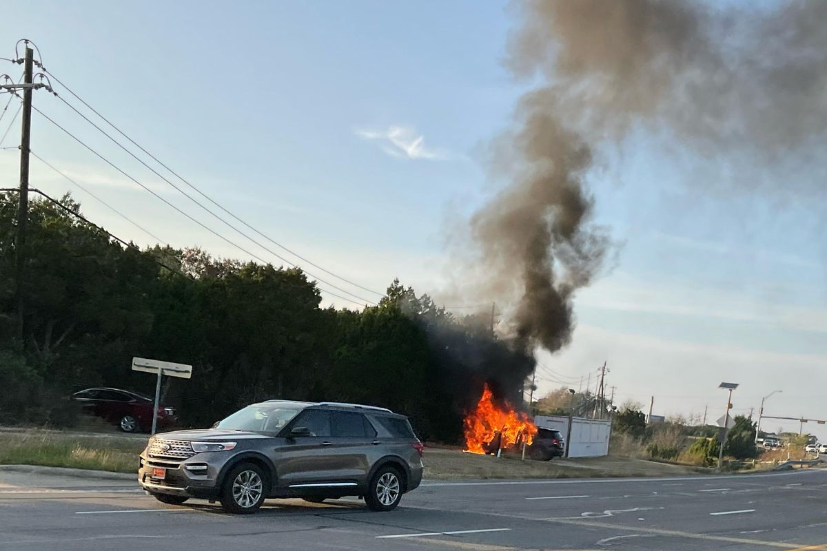 Car erupts in flames in West Austin