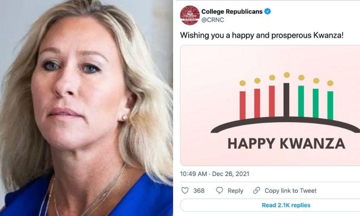 QAnon Rep Ripped for Bonkers Tweet Shaming College Republicans for 'Happy Kwanza!' Post