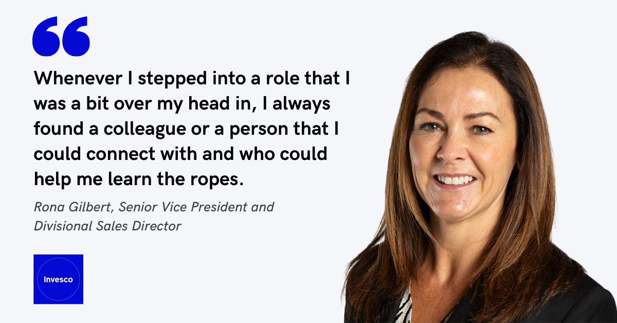 Blog post header with quote from Rona Gilbert, Senior Vice President and Divisional Sales Director at Invesco