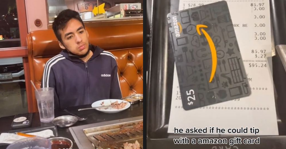 'Broke' Guy Sparks Debate After Tipping Server With $25 Amazon Gift Card Instead Of Cash