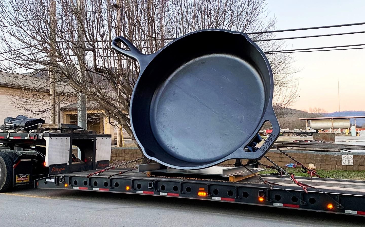 World’s Largest CastIron Skillet spotted on its way to Lodge factory