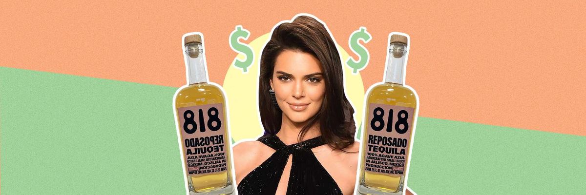 Kendall Jenner with dollar signs and 818 tequila