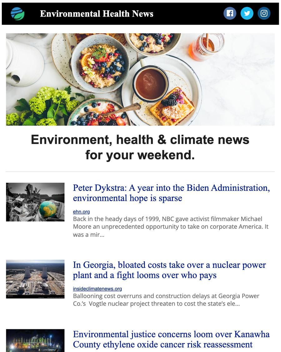 Weekend Reader environmental newsletter photo