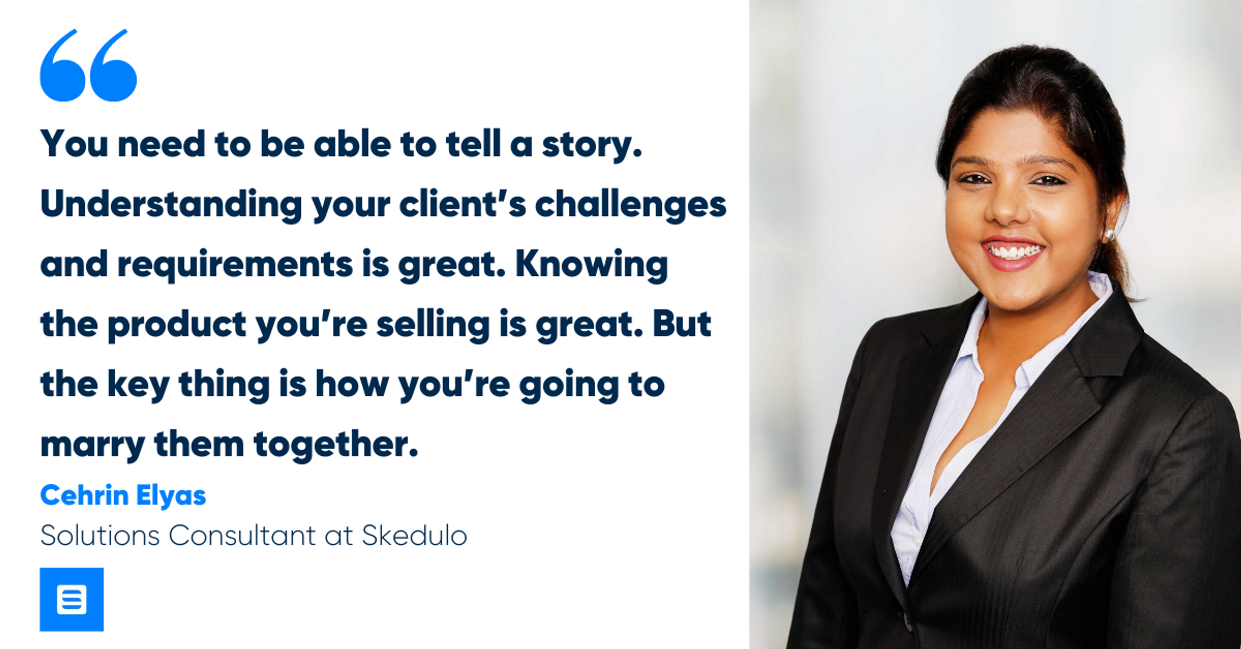 Blog post header with quote from Cehrin Elyas, Solutions Consultant at Skedulo