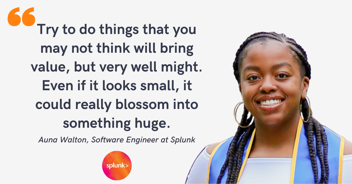 Blog post header with quote from Auna Walton, Software Engineer at Splunk