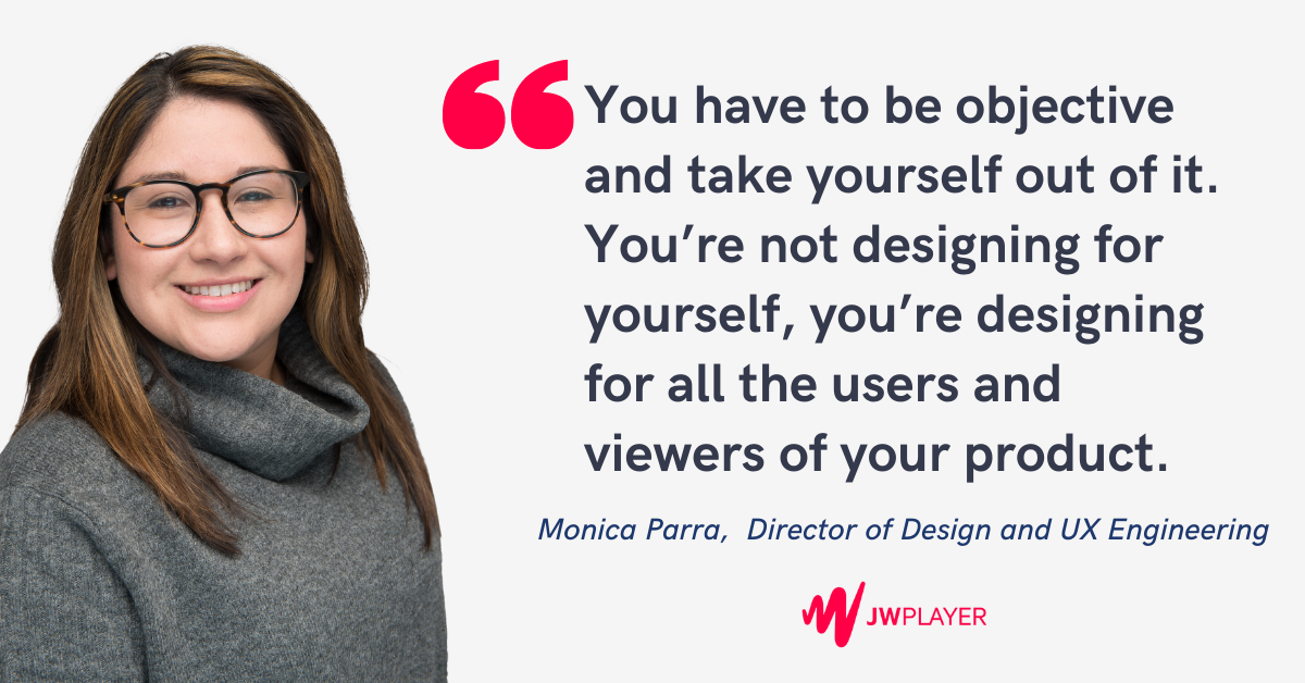 Blog post header with quote from Monica Parra, Director of Design and UX Engineering