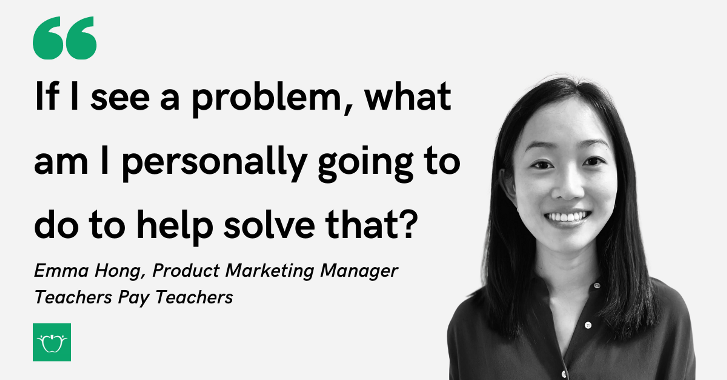 Blog post header with quote from Emma Hong, Product Marketing Manager at Teachers Pay Teachers