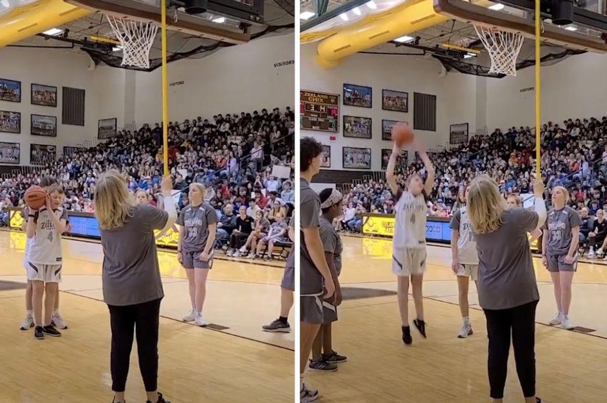 Crowd hushes for a blind basketball player to hear the basket—then goes wild when she makes it