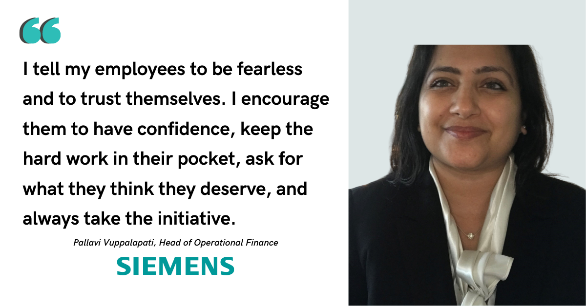 Blog post header with quote from Pallavi Vuppalapati, Head of Operational Finance at Siemens