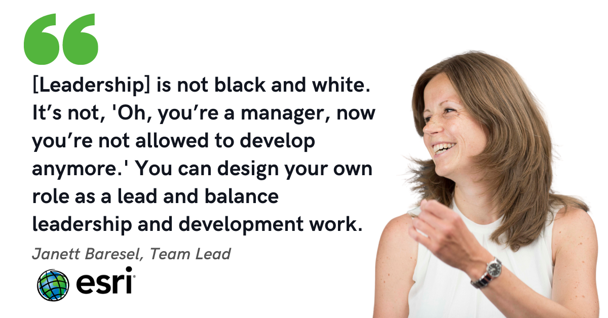 Blog post header with quote from Janett Baresel, Team Lead at Esri