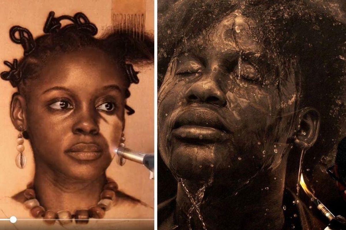 'Pyrography' artist makes hyper realistic portraits on wood using only fire and razorblades