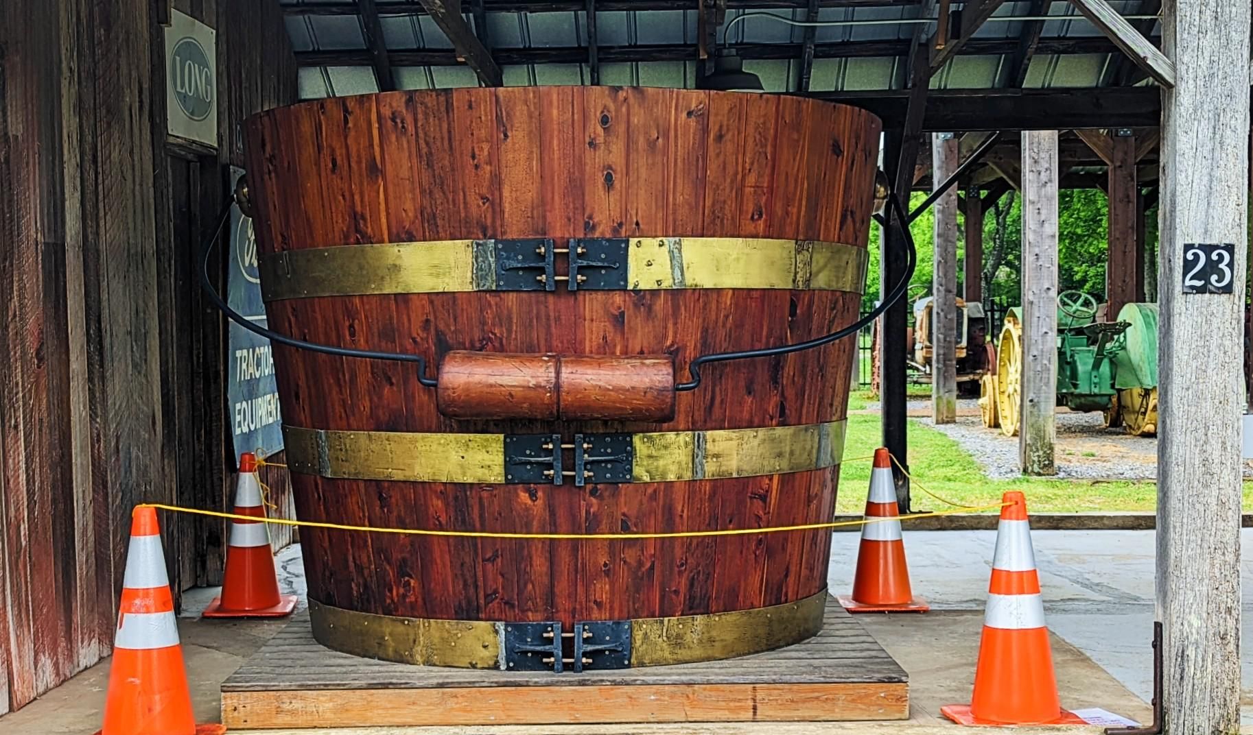 Two Southern towns claim to have the World's Largest Cedar Bucket. Here