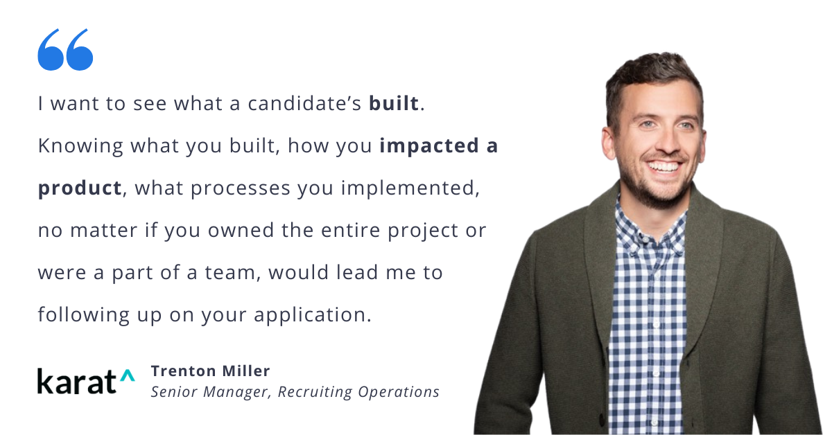 Blog post header with quote from Trenton Miller, Senior Manager of Recruiting Operations at Karat
