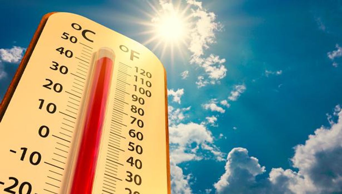 Thermostat displays high temperatures.