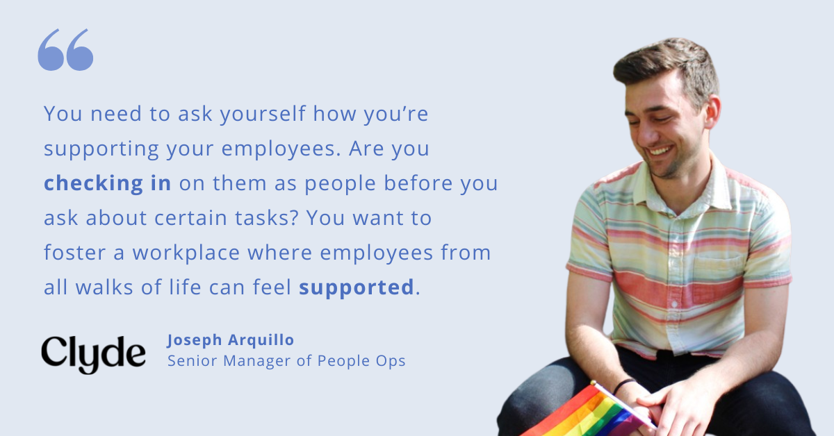 Blog post header with quote from Joseph Arquillo, Senior Manager of People Ops at Clyde