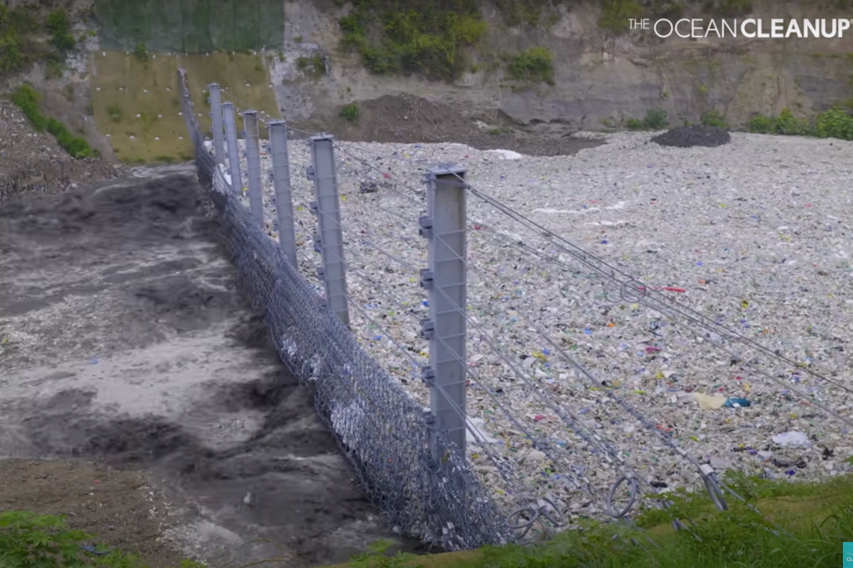 interceptor trash fence, ocean pollution, river pollution