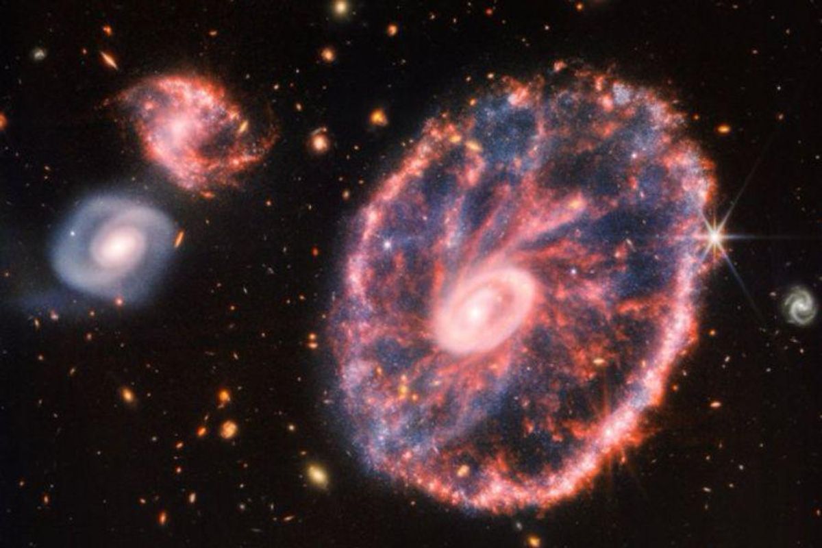 cartwheel galaxy, NASA, Webb telescope, alt text