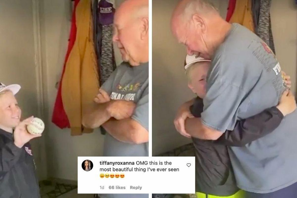 boy gives grandpa baseball, heartwarming video instagram, viral instagram