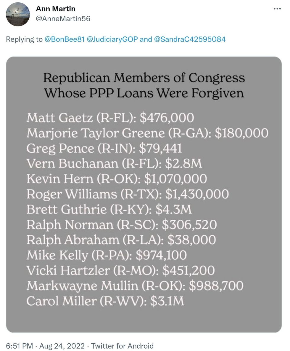 Twitter Users Troll Republicans Whose PPP Loans Were Forgiven Second twitter-users-troll-republicans-whose-ppp-loans-were-forgiven-second