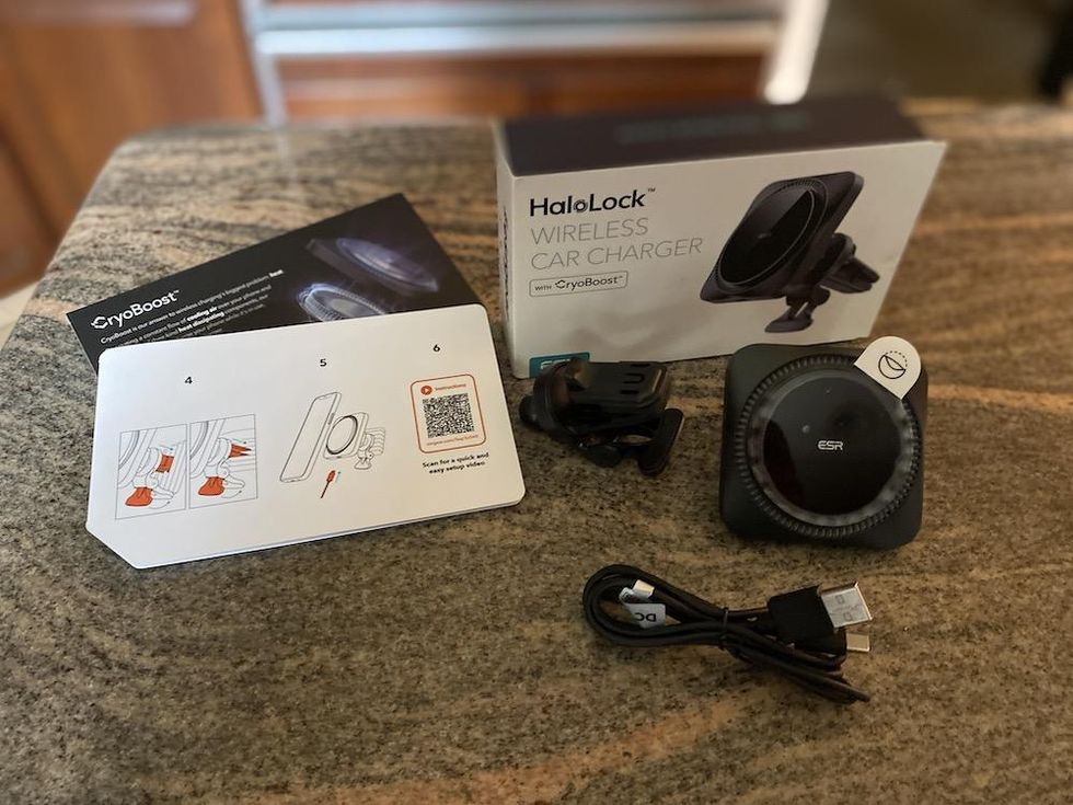 a photo of HaloLock Wireless Car Charger with CryoBoost unboxed.