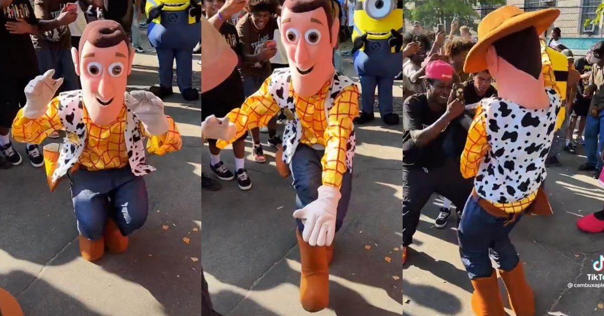 Viral TikTok Videos Of Costumed Woody Getting All The Way Down Is Honestly Everything