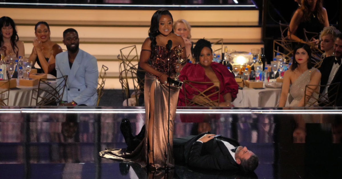Jimmy Kimmel Hit With Backlash For Laying On Stage During Quinta Brunson's Emmy Acceptance Speech