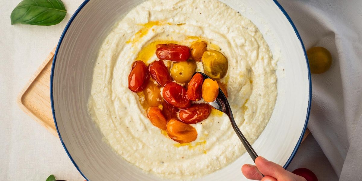 polenta topped with peppers in olive oil