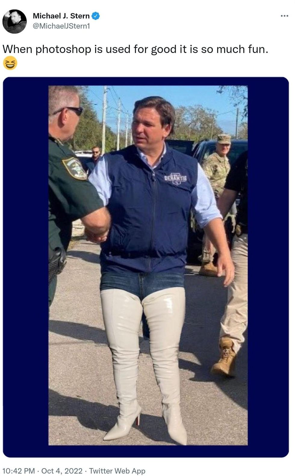 Desantis Hurricane Ian Photo Op Boots Get Photoshop Treatment Comic Sands 9573