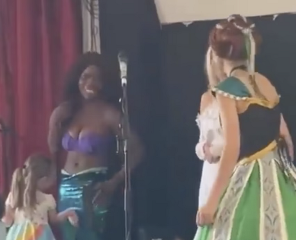 Shocking video shows drag queens dressed as Disney princesses performing for children at a brewery, but somehow the ‘family-friendly’ show gets even more disturbing