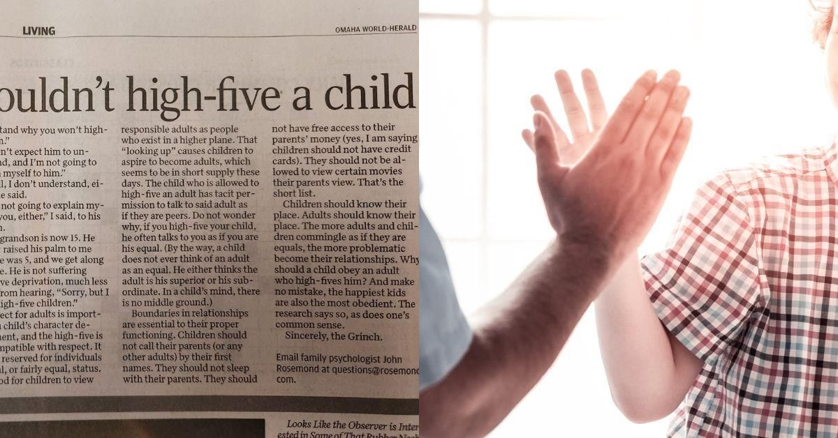 Columnist Dragged After Telling Adults To Stop High-Fiving Kids Because They Aren't Of 'Equal Status'