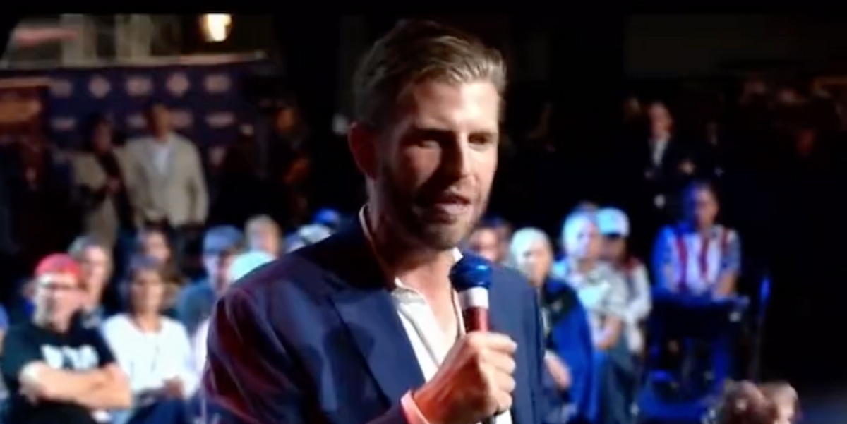 Eric Trump Told A MAGA Crowd He's 'Not The Tinfoil Hat-Wearing Guy'—And Twitter Can't Even