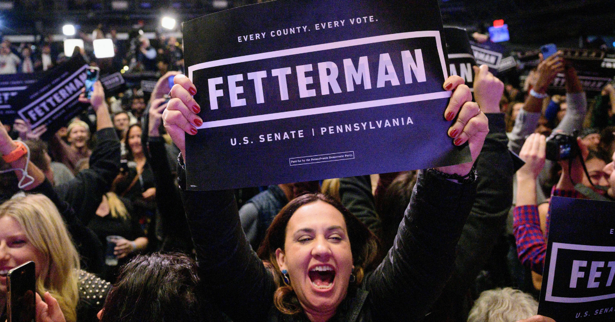 crowd celebrates John Fetterman’s Senate win in Pennsylvania