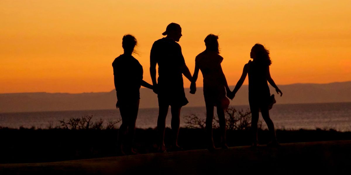 family in the sunset