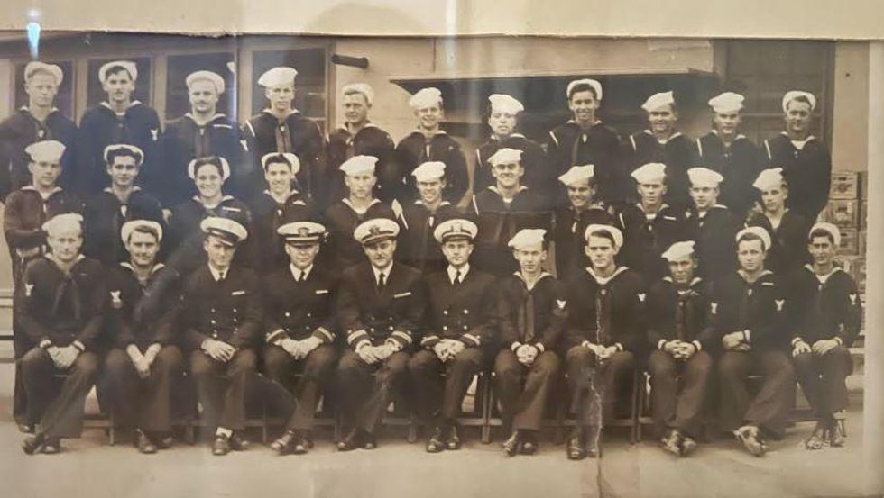 Group photo of young navy corpsmen during World War II.