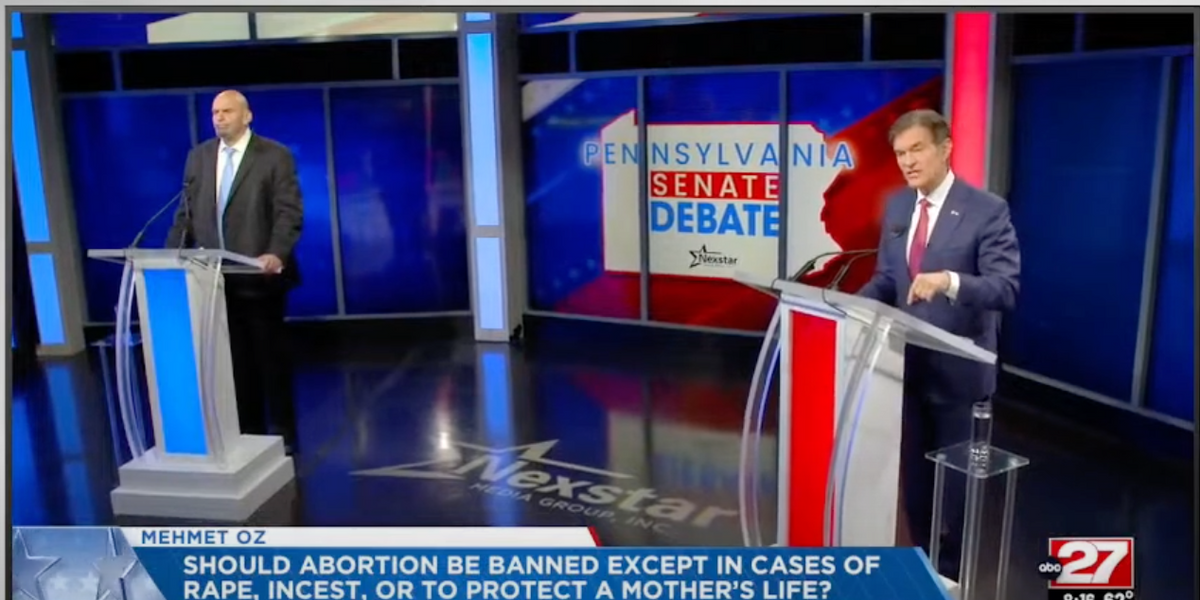 PA Senate Debate: Dr. Oz Supports State Legislatures' Right To Choose Terrible Abortion Bans
