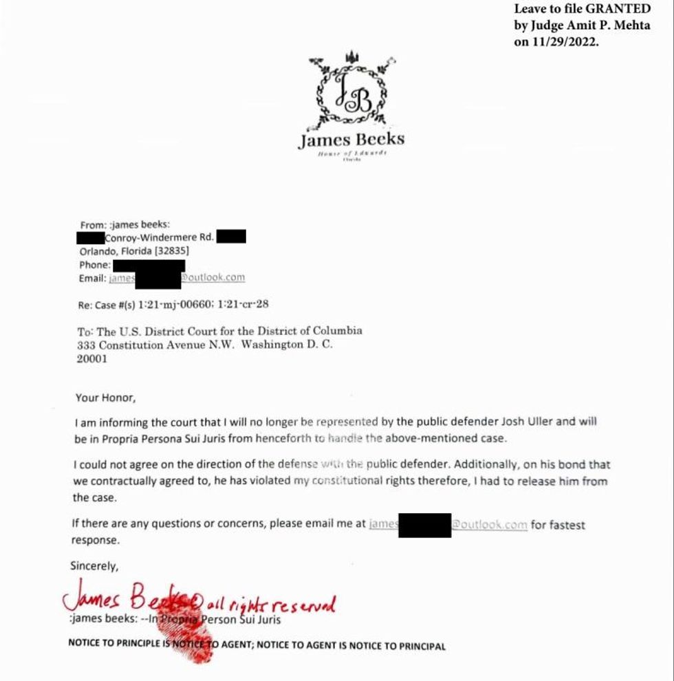 Letter asking the court to let him fire his public defender. 