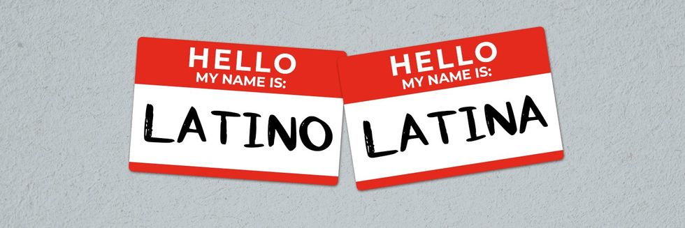 a nametag that says Latino/Latina