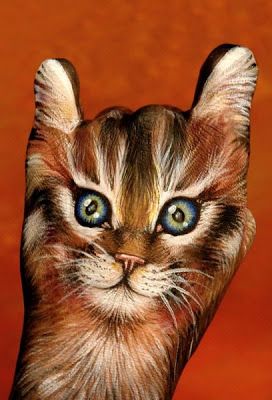 Amazing Cat Hand Painting Art Love Meow