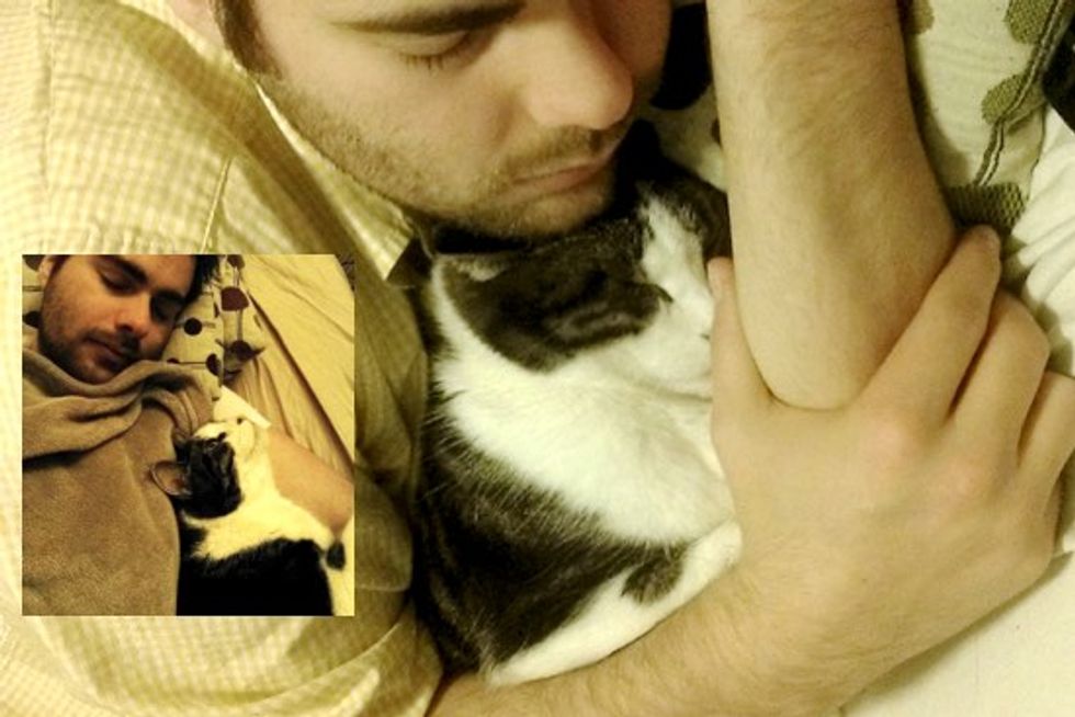 Cat Finds Human Dad and Naps with Him No Matter Where He Falls Asleep