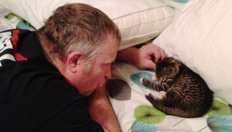 Tough Guy Has a Soft Spot for Cats. Here He is Meeting His New Adopted Kitten