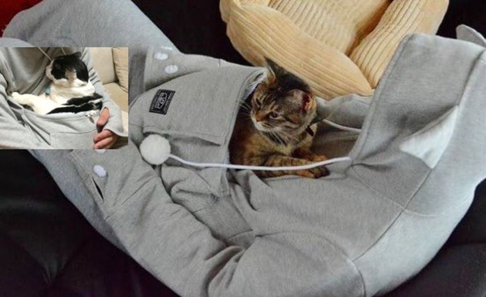 This Hoodie Will Let You Cradle Your Cuddly Kitty Like a Mother Kangaroo!