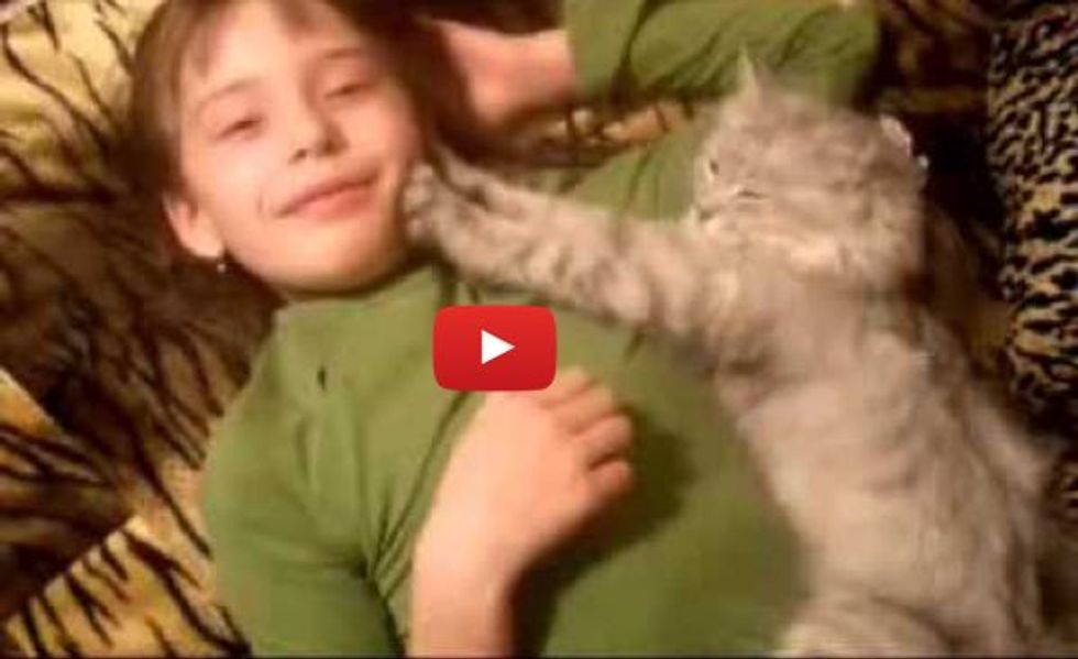 Kitty Keeps His Human's Smile Muscles Nice and Supple with His Kneady Paws!